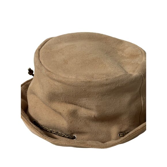 Vintage Khaki Peaked Cap With Lace Running Through Top - Picture 7 of 7